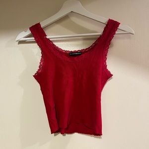Red Lace Cropped Brandy Melville Tank